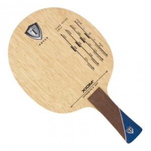 Xiom Novus Offensive S table tennis blade with flared handle and 5-ply wood construction.